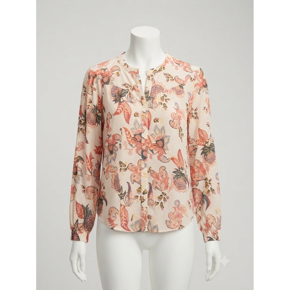 Autumn Boho Old Navy Womens XS Floral Paisley Button Front Blouse‎ Long Sleeve